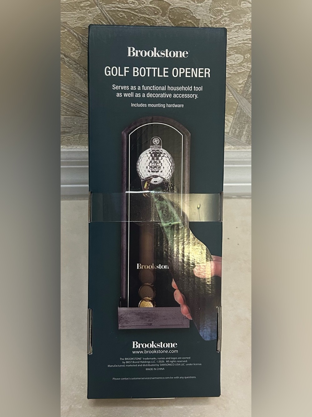 Brookstone Silver and Green Wall-Mounted Golf Ball Bottle Opener